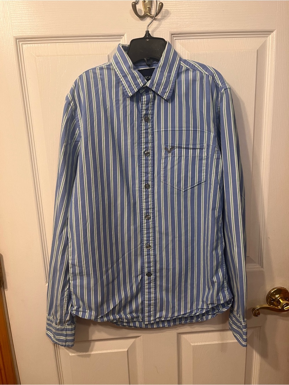 American EagleYouth Blue Stripe Button-Up Shirt